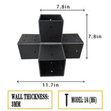 Pergola Brackets 4x4 Woodworks Pergola DIY Hardware Kit 4-Way Black Right Angle Corner Bracket for Extension Gazebo for 4x4 Inch(Actual 3.6x3.6 Inch Wooden Post, 2Pack Goiiiusy