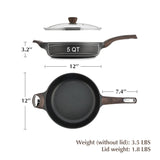 SENSARTE Nonstick Frying Pan Skillet with Lid, 12 Inch Large Deep Frying Pan, 5 Qt Non Stick Saute Pan with Cover, Induction Pan, Healthy Non Toxic Cooking Pan with Helper Handle, PFOA PFOS Free SENSARTE