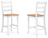 Signature Design by Ashley Gesthaven Solid Wood Frame Counter Height Barstool, Set of 2, White/Natural Signature Design by Ashley