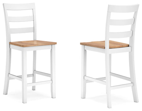 Signature Design by Ashley Gesthaven Solid Wood Frame Counter Height Barstool, Set of 2, White/Natural Signature Design by Ashley