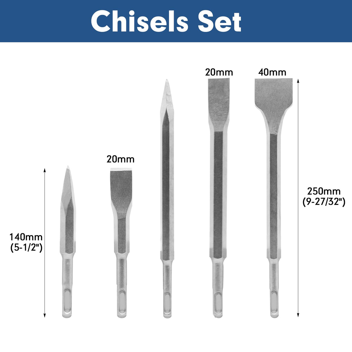 17Pcs Rotary Hammer Drill Bits and Chisel Set - SDS-Plus Carbide-Tipped Drill Bits and Chisels with Storage Case - Tools for Concrete Brick Stone and Other Masonry Construction Materials YOSIGHT