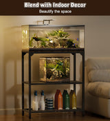 AnBaiMei 20-30 Gallon Aquarium Stand, Metal Fish Tank Stand with Adjustable 3-Tier Storage Shelf, Heavy Duty Reptile Breeder Turtle Tank Terrarium Rack Table for Home Office, 30" L x 12" W x 32.2" H, Black AnBaiMei