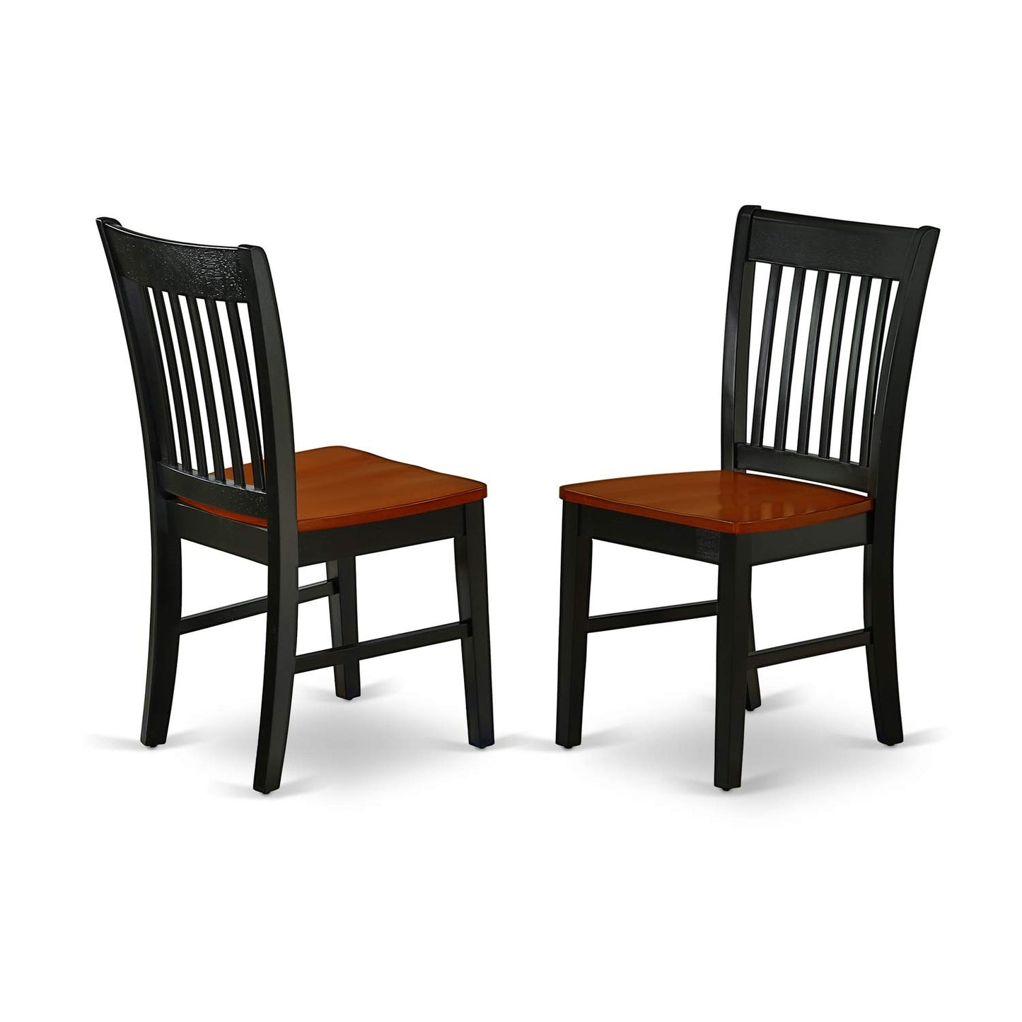 East West Furniture NINO7-BCH-W 7Pc Dinette Set Includes a Rectangle 54/66 Inch Family Table with Butterfly Leaf and 6 Wood Seat Dining Chairs, Black and Cherry Finish - WoodArtSupply