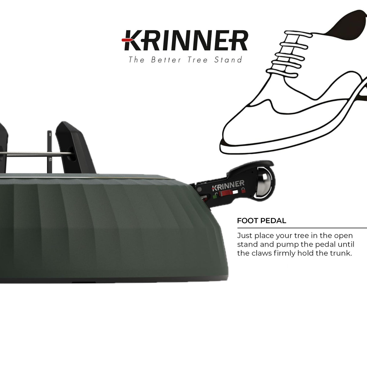 Krinner Christmas Tree X-12 Deluxe - Green Tree Stand - Original Single Cable Operation, Holds up to 12 ft Live Trees - Foot Pedal Setup & Water Reservoir with Level Indicator - German Made Krinner