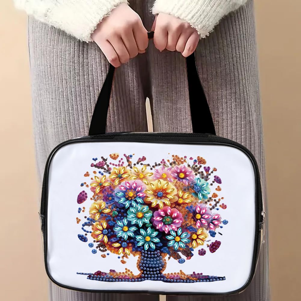 DIY Diamond Art Crystal Rhinestone Cosmetic Bag Zipper Closure Diamond Large Capacity Storage Pack 5D Diamond Art Painting PVC Pouch Handmade Craft Kits for Cash Carry Daily Use Travel-Tree of Life Generic