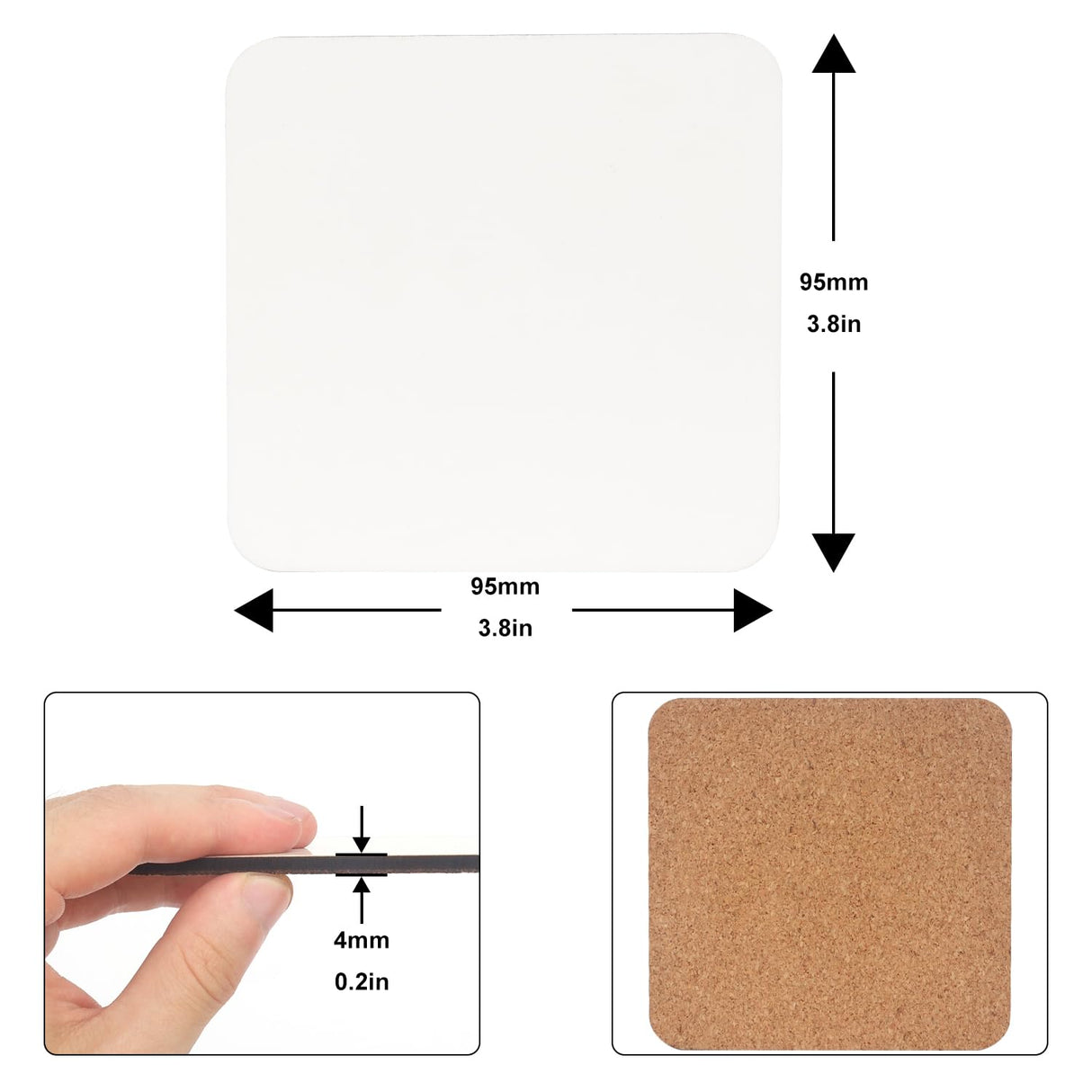 35 Pcs 3.75 x 3.75 Inch Square MDF Sublimation Coasters, Blanks MDF Sublimation Coasters, and Water-Resistant MDF Material with Non-Slip Cork Backing, Hardboard Cork Coasters by KUKLIPJIM KUKLIPJIM