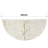 LimBridge Knitted Christmas Tree Skirt: 48 Inches Crochet Cream White Tree Skirt, Chunky Knit Thick Rustic Christmas Tree Decorations, Farmhouse Christmas Decor Xmas Holiday Home Party Decorations LimBridge