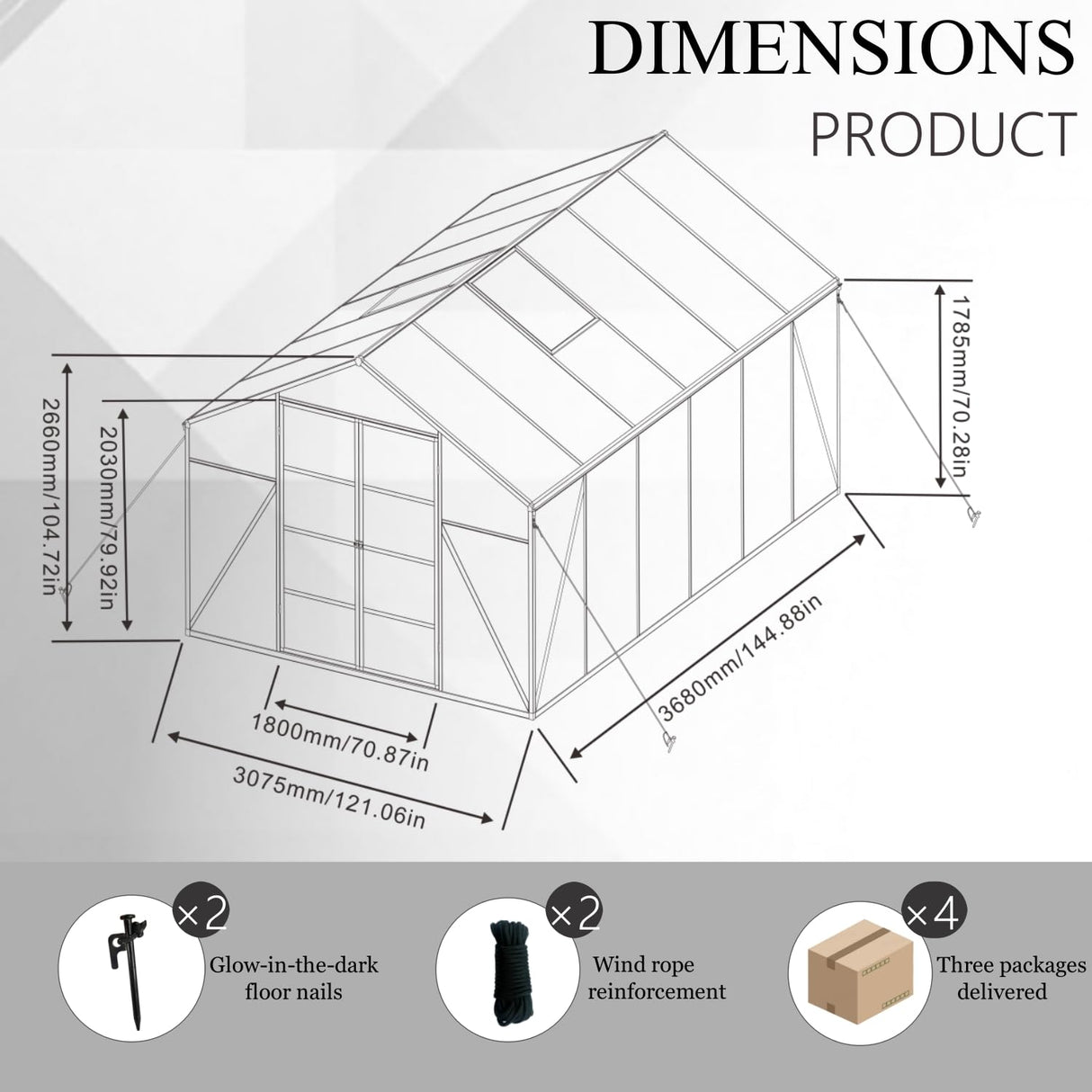 Vigo huseeo 10 * 12 * 8.7FT Greenhouse for Outdoors,Polycarbonate Greenhouse with Stronger Wind Protection and Roof Vent,Walk-in Large Aluminum Sunroom Winter Proof,Black Vigo huseeo