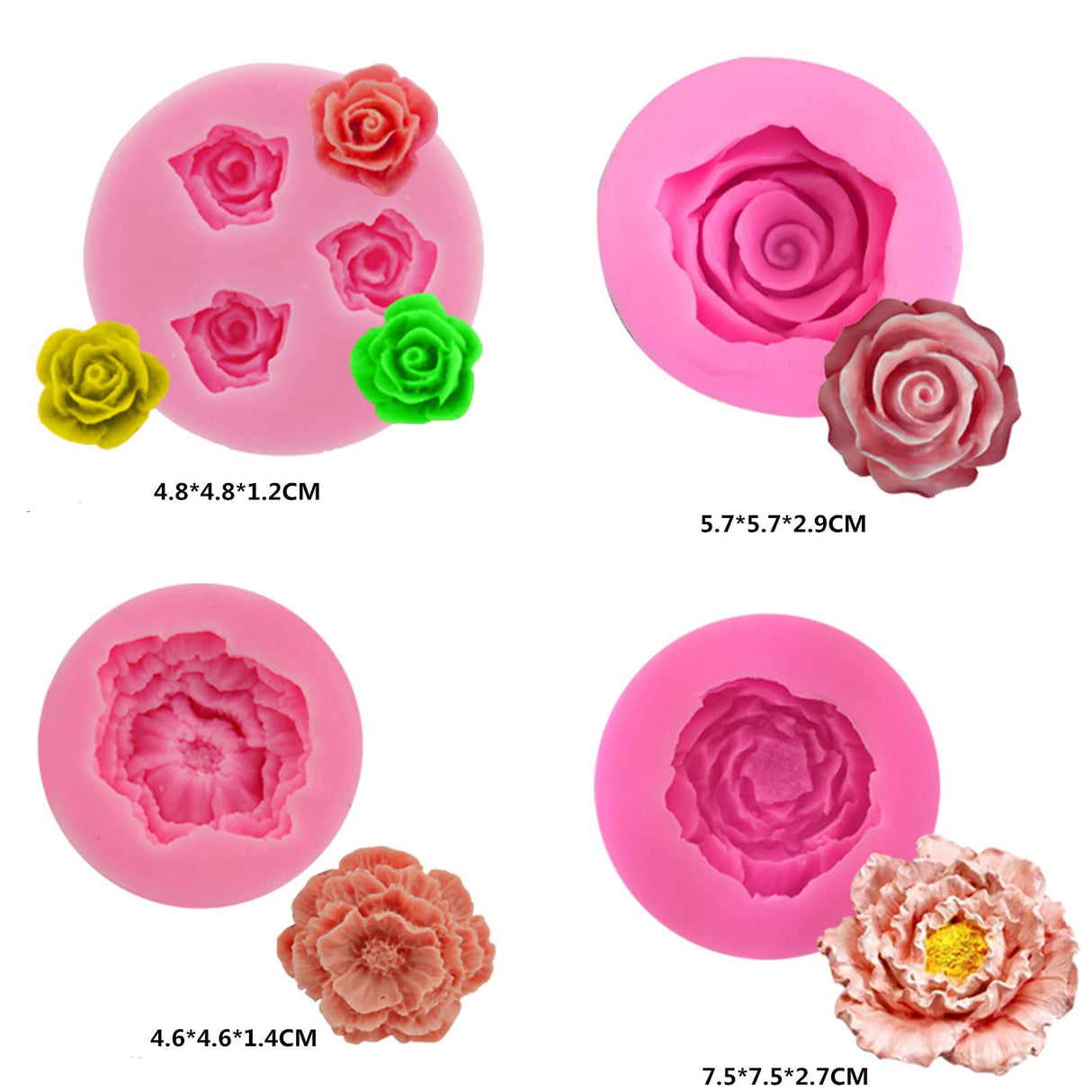 12 Pack Flower Candle Resin Mold - Resin Casting Silicone Molds for Home Decor & Candle Making Wave Spiral Mold ESEDAGE