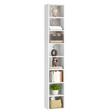 FOTOSOK 8-Tier Media Tower Rack, 11.6 X 9.3 X 70.9 Inches CD DVD Slim Storage Cabinet with Adjustable Shelves, Tall Narrow Bookcase Display Bookshelf for Home Office, White FOTOSOK