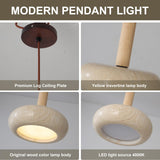 JIANTLAIUS 2PCS Japanese Wabi-sabi Style Pendant Light Round Natural Stone Shade Nordic Wood Chandelier Bedroom Bedside Light 12W for Living Dining Room Table Ceiling Hanging Lamp JIANTLAIUS