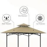 OIPUNSHLE Grill Gazebo Replacement Canopy Top, 5'x8' Gazebo Roof Top Double Tiered Replacement Canopy Roof, Grill Shelter Cover Roof Fit for Gazebo Model L-GG001PST-F (Khaki) OIPUNSHLE