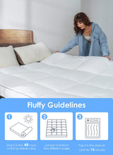 QUEEN ROSE Full Size Mattress Topper, Extra Soft Pillow Top Mattress Topper Full, Cooling Thick Plush Bed Topper Cloud-Like Down Alternative, Baffle Box White, for Back Pain Relief QUEEN ROSE