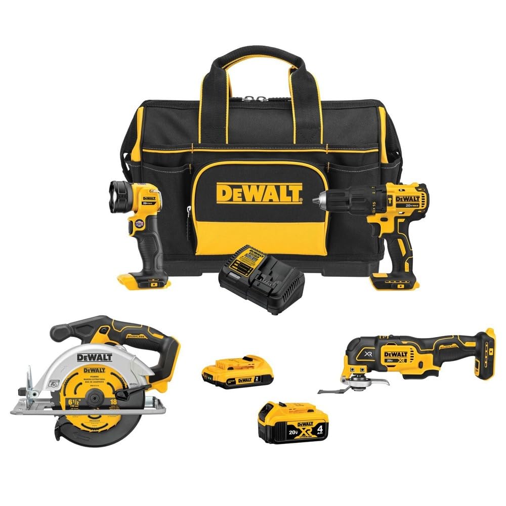 DEWALT 20V MAX* Brushless 4-Tool Combo Kit with Medium Site-Ready Storage (DCKSS400D1M1) - WoodArtSupply