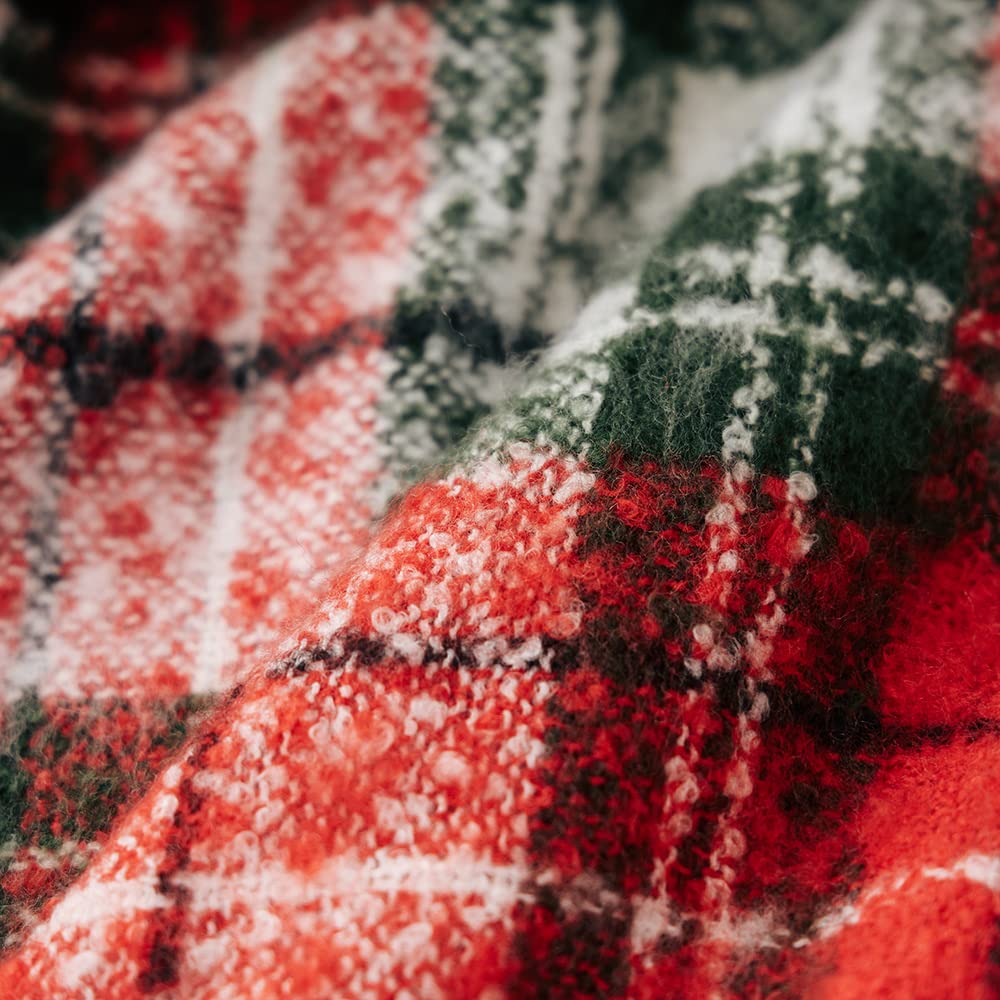 G Lake Christmas Plaid Throw Blanket Green Red Super Soft Faux Cashmere Blankets with Tassels for Couch Sofa Halloween Home Decor 50" x 60" (Xmas) G Lake