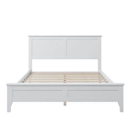 LZ LEISURE ZONE Modern Solid Wood Full Size Platform Bed with Headboard and Footboard in Pure White - WoodArtSupply