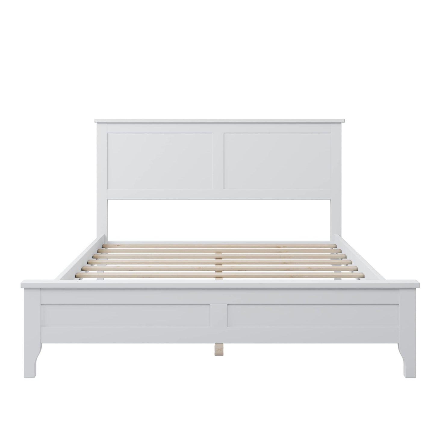 LZ LEISURE ZONE Modern Full Size Platform Bed Frame in White, Durable Solid Wood with No Box Spring Needed - WoodArtSupply