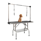 ROOMTEC 36" Dog Grooming Table,Foldable Home Pet Bathing Station with Adjustable Height Arm/Noose/Mesh Tray ROOMTEC