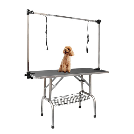 ROOMTEC 36" Dog Grooming Table,Foldable Home Pet Bathing Station with Adjustable Height Arm/Noose/Mesh Tray ROOMTEC