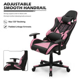 MoNiBloom Computer Chair Gaming High Back Office Gaming Chair with Headrest and Lumbar Support, PU Leather Ergonomic Racing Chair with Adjustable Height and Reclining Function for Teen Adult, Pink MoNiBloom