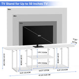 ETELI Floating TV Shelf Stand Under TV Wall-Mounted Entertainment Center Industrial TV Media Console Table with Storage for Bedroom 50" TV Living Room Office, White ETELI