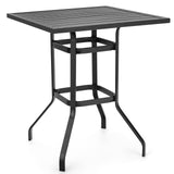 Tangkula Patio Bar Height Table, 32 Inch Outdoor Steel Square Bar Table, Bistro High Top Table W/Powder-Coated Tabletop, Solid Metal Frame, Ideal for Backyard, Poolside, Garden (Black) Tangkula