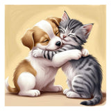 SJUTOUCI Dog and Cat Diamond Painting Kits for Adults, Diamond Art Kits for Beginners, 5D Round Diamond Dots Gem Art Craft for Home Wall Decor 12x12 inch, Animals SJUTOUCI