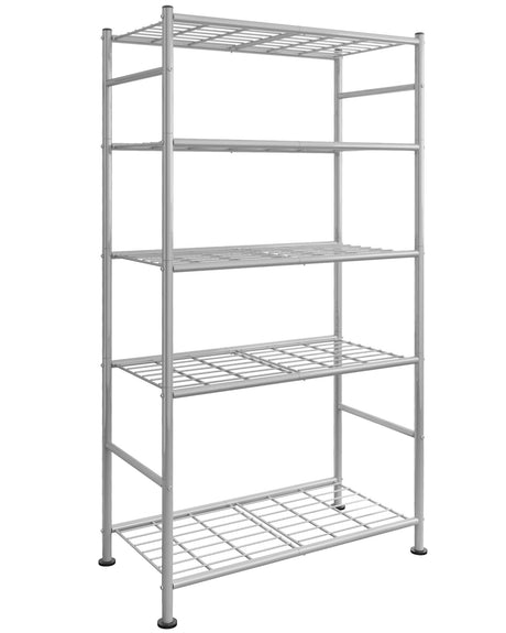 Sakugi Storage Shelves - 5 Tier Shelf Organizer, Heavy Duty Garage Shelving Unit with Leveling Feet, Stable Metal Shelves Organizer for Pantry, Kitchen and Closet, 33.0" W x 12.6" D x 72.0" H, Silver Sakugi