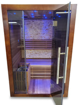 Canadian Red Cedar Wood Swedish Indoor Traditional Wet/Dry 1-2 Person Sauna SPA with 6KW 200F Heater and Rocks MCP-Distributions