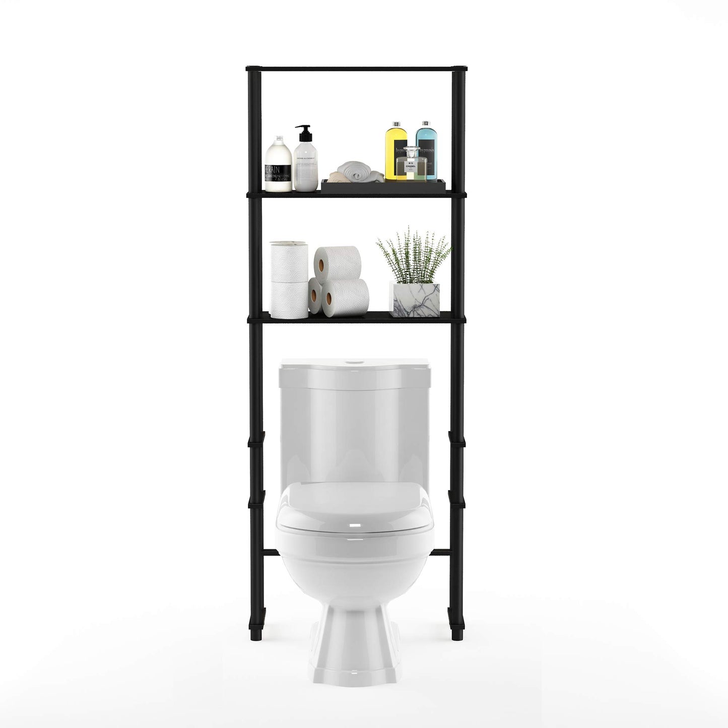 Furinno Turn-N-Tube with 3 Shelves Toilet Space Saver, Espresso/Black