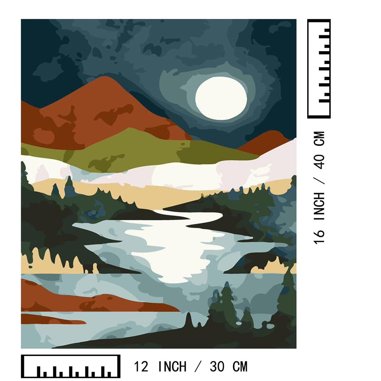 BAISITE Paint by Numbers Kit for Adults Beginners,12" Wx16 L 2 Pack Canvas for Painting Kits for Adults in Colorful Box-Sunrise Lake Mountains 6970 BAISITE
