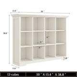OSCHF Wooden Cube Bookcase with Base - Modern 3 Tiers Floor Standing Open Shelf Cabinet for Home and Office, 12-Cube Lattice Bookshelf, Warm White OSCHF