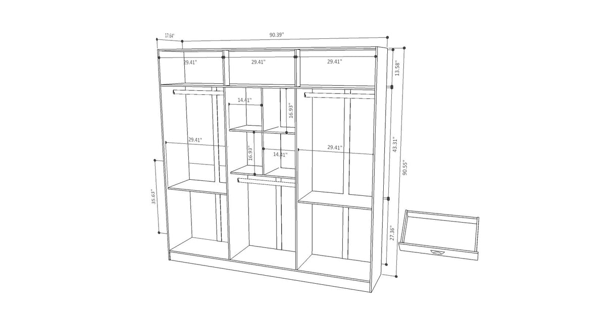 Manhattan Comfort -MC L x 19" D x 90" H, White Gloss, 90.5x19x90.7 Manhattan Comfort