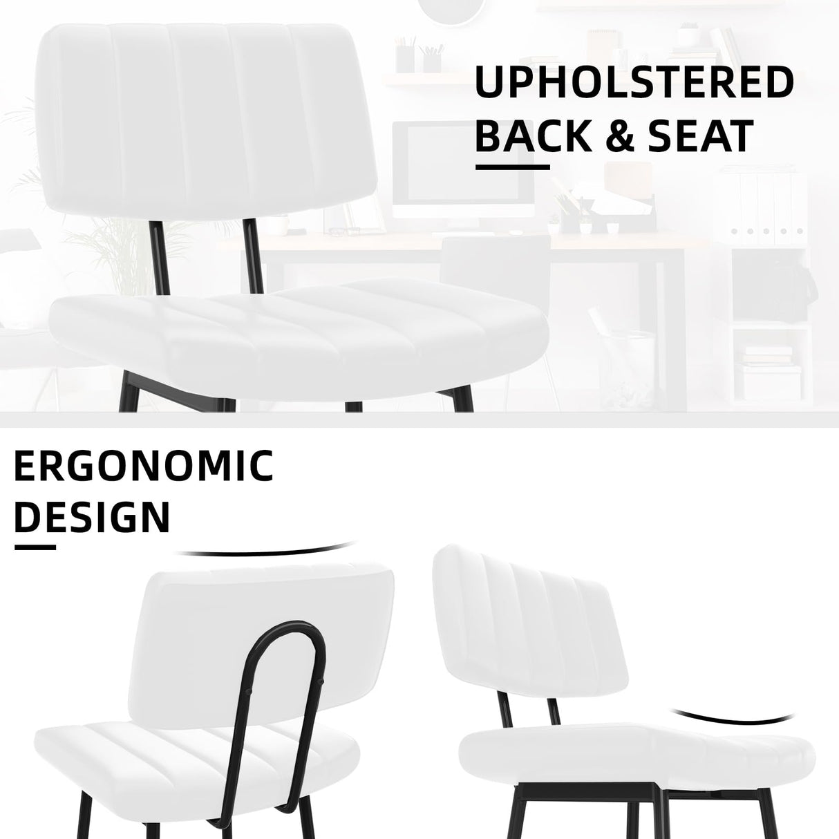 HONIFUR Bar Stools Set of 4, Barstools with Sturdy Legs, Leather Counter Height Bar Stool for Kitchen, Dining, 26 Inch Farmhouse Counter Stools, White HONIFUR