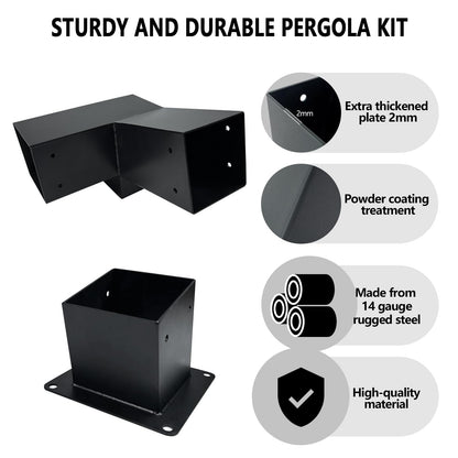 DEVALLEY 3-Way T-Shape Pergola Bracket Kit,Woodwork Brackets with Screws for 4x4(Actual:3.5"x3.5") Wood Beams for Patio Pergola,Log Cabin Gazebo W/Hardware(1Pack) - WoodArtSupply