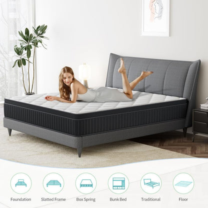 HAYOVE 8 Inch Twin XL Mattress, Medium Hybrid Mattress with Pocketed Springs and Breathable Convoluted Foam,Twin XL Size Mattress in a Box with Pressure Relief and Support, CertiPUR-US Certified