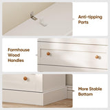 Vyre 71" Tall Farmhouse Bookshelves with Drawers, Large Modular Bookcase with Adjustable Shelves, Storage Cabinet for Living Room, Kitchen, Home Office, White Vyre