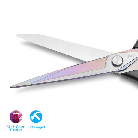 LIVINGO Premium Tailor Scissors Heavy Duty Multi-Purpose Titanium Coating Forged Stainless Steel Sewing Fabric Leather Dressmaking Comfort Grip Shears Professional Crafting (9.5 INCH) LIVINGO