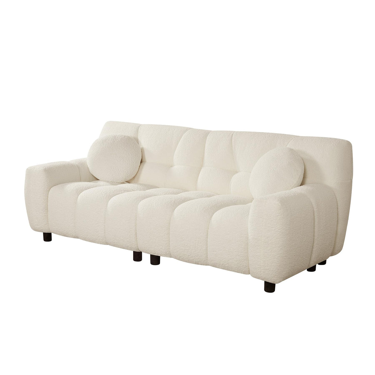 Nolohoo Boucle Cloud Sofa Couch, Comfy Deep Seat Sherpa Couch, 72.8" Upholstered Cozy Teddy 2 Seat Marshmallow Couch with 2 Pillows, Oversized Loveseat Sofa for Living Room, Bedroom, Cream White Nolohoo