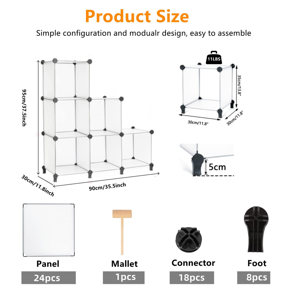 AWTATOS Closet Organizer 6 Cube Closet Storage Shelves DIY Stackable Closet Clothes Storage Organizer Shelving for Closet Bedroom, Home, Translucent AWTATOS