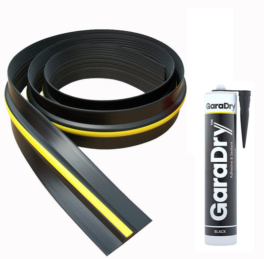 ½” High Garage Door Threshold Seal Kit 10’3” Length | Flexible PVC | Complete Kit Includes Adhesive | GaraDry - WoodArtSupply