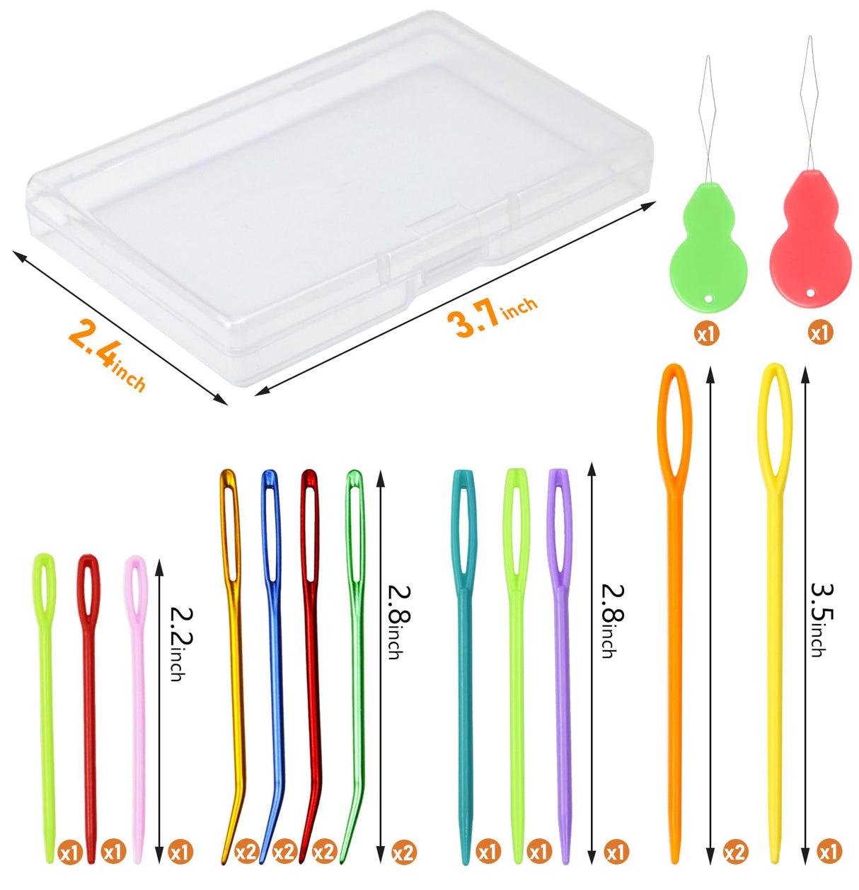 FIVEIZERO 19 Pcs Yarn Needles Set, Assorted Yarn Needles Bent Tapestry Needle Weaving Needle Darning Needles Plastic Needles Large Eye Blunt Knitting Needles for Sewing Crochet 03 FIVEIZERO