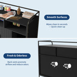 GarveeHome Cat Litter Box Enclosure with Metal Frame and Dual Storage Shelves, Modern Hidden Litter Box Furniture Indoor Cat House, Side Table Style Black GarveeHome