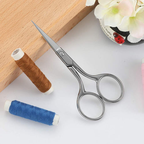 HAGUPIT Small Precision Embroidery Scissors, 4" Forged Stainless Steel Sharp Pointed Tip Detail Shears for DIY Craft Thread Cutting, Needlework Yarn & Sewing QFW