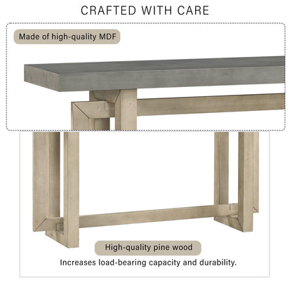 Merax Wood Entryway Console Table, Modern Line Frame with Industrial Concrete Top, for Living Room/Hallway/Foyer, Grey - WoodArtSupply