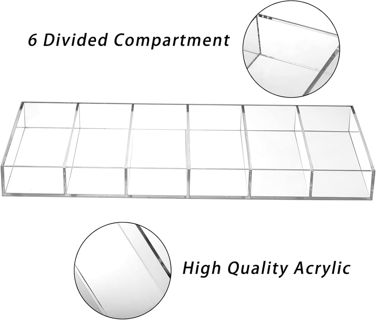 SOUJOY 2 Pack Acrylic Sunglasses Organizer, 6 Slot Clear Eyeglasses Storage Case, Stackable Eyewear Display Tray for Sunglasses, Fashion Eye Wear, Protective Glasses SOUJOY