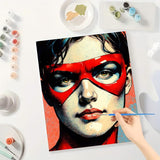 Pop Art-Inspired Paint by Numbers Kit for Adults - DIY Superhero Mask Portrait Painting on Canvas 16x20 Inches, Digital Oil Painting, Suitable for Beginners, Bold Art for Home Decoration or Gifts. TAOPAOLAB