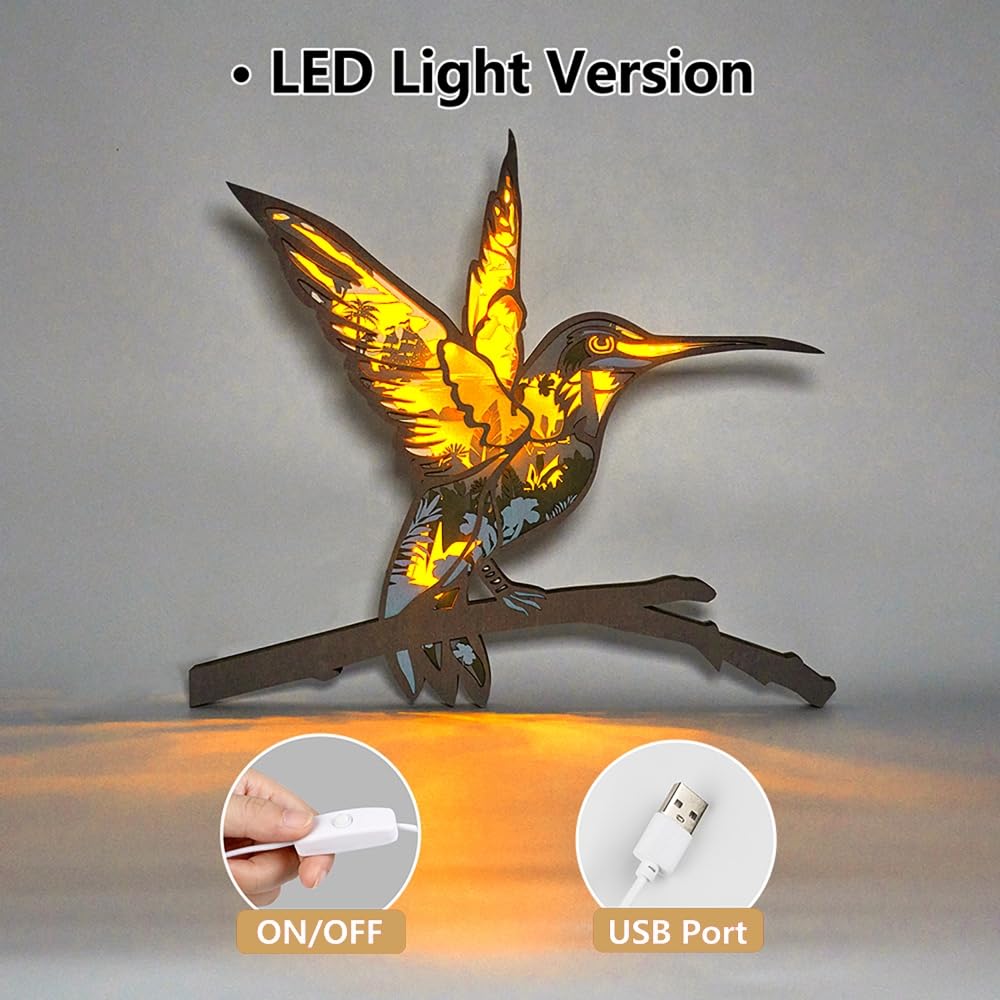 3D Wooden Animal Carving LED Night Light, Wood Carving Light, Modern Home Decoration, Decorative Tables, Cabinets, Living Rooms, Bedrooms, Offices, Farmhouses, Bookshelves, Perfect Holiday Gifts Tivisiy