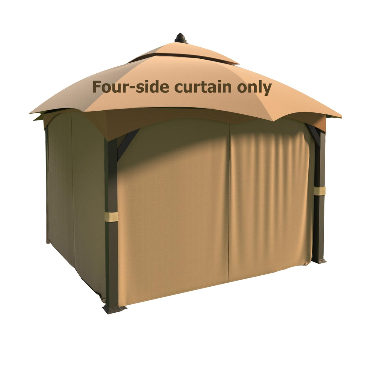 10’x12’ 4-Side Wall Gazebo Privacy Curtains with Zipper for Lowe's Allen Roth #GF-12S004B-1 / GF-12S004BTO / TPGAZ17-002, 4-Panels Sidewall Curtains Replacement for 10-ft x 12-ft Gazebo (Khaki) Fengind