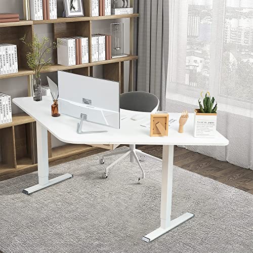 COSTWAY Electric Sit Stand Desk Frame, Dual-Motor Height-Adjustable Standing Desk Base w/ 3 Memory Positions & Touch Control Panel, Home Office Computer Desk Frame w/Hook & Cable Tray (White) COSTWAY